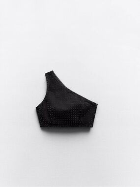 ZARA - RHINESTONE DENIM CROP TOP